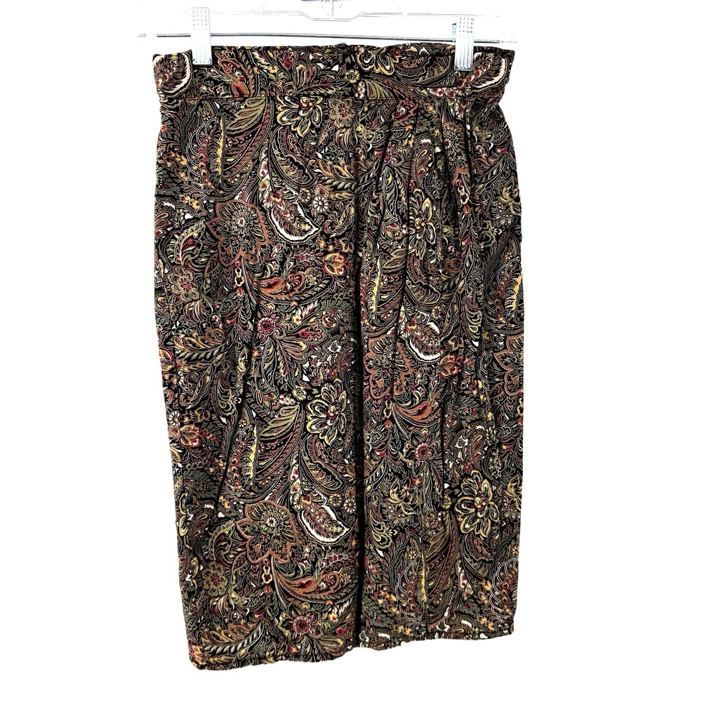 Nell Flowers Women's Size 10 Skirt Multi Midi Paisley Pleated Artsy Boho Gypsy - Picture 2 of 9